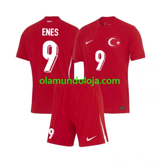 Camisola Turquia Enes Unal 9 Criança Equipamento Segundo Euro 2024 Manga Curta